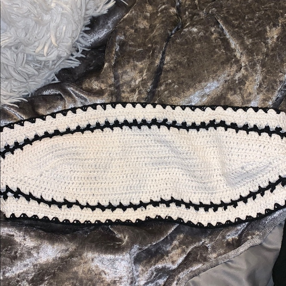 Forever 21 White & Black Crochet Bandeau Bikini
